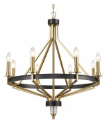 люстра на подвесе с металлическими элементами и восемью источниками света