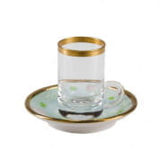 Butterfly aquamarine arabic tea cup and saucer small size чашка, Villari