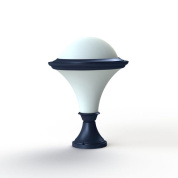 садовый светильник-столбик с куполообразным плафоном и основанием лазурного цвета