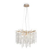 подвесной светильник с хрустальными подвесками на золотистом основании