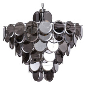 подвесная люстра с многоуровневой композицией из затемнённых стеклянных дисков