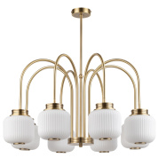 восьмиламповая потолочная люстра с матовыми стеклянными плафонами