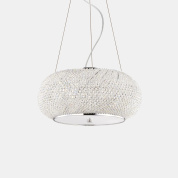 подвесной светильник с хромированным кольцевым корпусом и рассеивателем из кристаллов