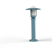 садовый фонарь голубого цвета с прозрачным купольным плафоном