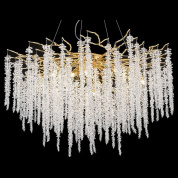 подвесной светильник с каскадными стеклянными подвесами и золотистыми элементами