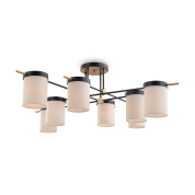 потолочный светильник с несколькими матовыми плафонами в черном металлическом каркасе