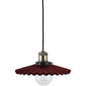 подвесной светильник с гофрированным плафоном бордового цвета