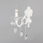 однорожковое настенное бра с подвесками из прозрачного хрусталя