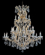 классическая подвесная люстра с несколькими ярусами и прозрачными кристаллами