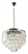 подвесной светильник с короткой цепью и хрустальными элементами в металлическом корпусе