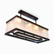 прямоугольная потолочная люстра с матовыми панелями и металлическим каркасом