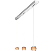 подвесной светильник с тремя янтарными плафонами на планке