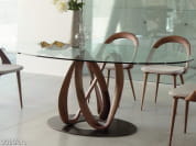 Infinity Эллиптический стол из массива дерева и хрустальной столешницы Porada
