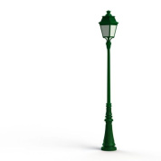 уличный фонарный столб с зелёным корпусом и прозрачным плафоном