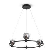 подвесной светильник кольцевой формы с шаровыми плафонами из затемнённого стекла