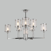 шестиламповая потолочная люстра со стеклянными цилиндрическими плафонами