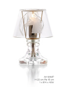 настольная лампа с гранёным стеклянным основанием и полупрозрачным абажуром