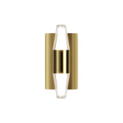 настенный светильник с вертикальным латунным корпусом и двойным рассеивателем