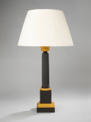 настольная лампа-колонна с позолоченной бронзой и текстильным абажуром