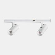трековый потолочный светильник с двумя цилиндрическими спотами и направленным светом