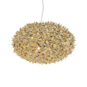 подвесная люстра с цветочным плафоном золотистого цвета