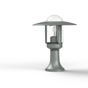 садовый светильник на ножке с купольным плафоном серого оттенка