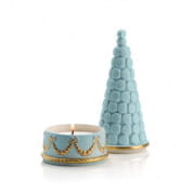 Chantilly baby macaron pyramid scented candle - turquoise & gold ароматическая свеча, Villari