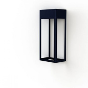 уличный настенный светильник прямоугольной формы с прозрачным плафоном в синем корпусе
