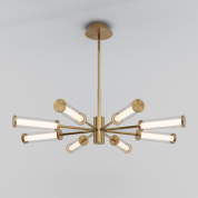 потолочная люстра с восемью цилиндрическими плафонами на радиальных штангах