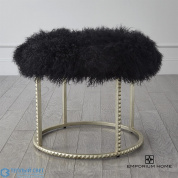 Stud Pouf-Silver Leaf-Black Fur Global Views стул