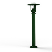 садовый фонарь зеленого цвета с круглым плафоном под широким диском