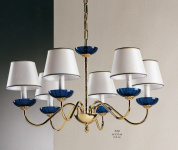 пятиламповая подвесная люстра с текстильными абажурами