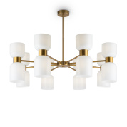 подвесная люстра с множеством цилиндрических плафонов из матового стекла