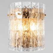 накладной светильник с хрустальными подвесками и золотистым корпусом