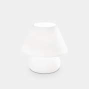 настольная лампа с матовым плафоном куполообразной формы и цилиндрическим основанием