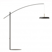 торшер с изогнутой стойкой и плафоном на подвесе с диммированием