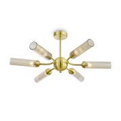 потолочный светильник с лучеобразными плафонами в золотом корпусе