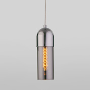 подвесной светильник с цилиндрическим прозрачным стеклянным плафоном и видимой лампой