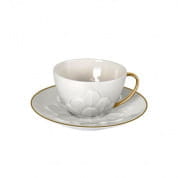 Peacock white & gold tea cup & saucer чашка, Villari