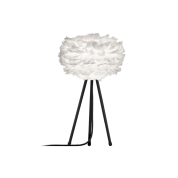 настольная лампа с абажуром из перьев белого и черного цвета