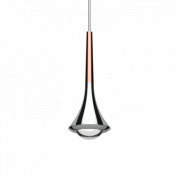 подвесной светильник в форме капли с отделкой хром и розовый металл