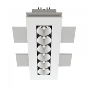 встраиваемый даунлайт с шестью светодиодными модулями в матричном корпусе