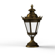 садовый светильник-столбик с фонарным плафоном в патинированном корпусе