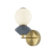 настенное бра с шарообразным стеклянным абажуром и латунным основанием