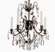 5 Arm Crystal Chandelier in Dark Coloured Brass люстра Gustavian 404203302