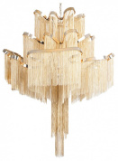 подвесная люстра с каскадными стеклянными подвесками золотистого цвета