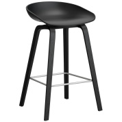 AA001-D168-AA51-01UF Hay About A Stool барный стул с изогнутым сиденьем чёрного цвета на деревянных ножках