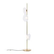 напольный торшер с короткой стойкой и плафонами цвета латуни