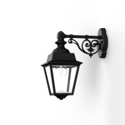 настенное бра с фонарным плафоном в чёрном корпусе с декоративным кронштейном