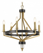 подвесная люстра с металлическим каркасом и шестью лампами на рожках